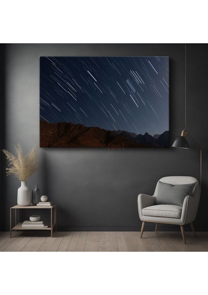 Yıldız Izleri - Gece Gökyüzünde Işık Şöleni Kanvas Tablo