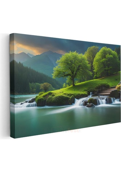 Yeşil Vadi - Şelalelerle Süslenen Doğa Harikası Kanvas Tablo modelleri