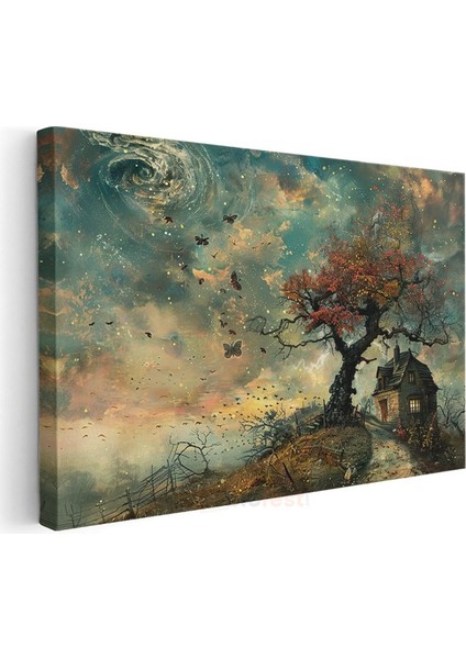 Büyülü Ağaç - Kırmızı Yapraklı Doğa Harikası Kanvas Tablo modelleri