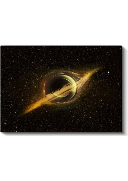 Kozmik Anomali - Yıldızlı Uzayda Altın Işıklı Kara Delik Kanvas Tablo fiyatları