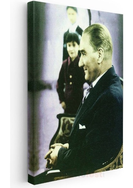 Gülümseyen Atatürk - Çocuklarla Anı Kanvas Tablo modelleri