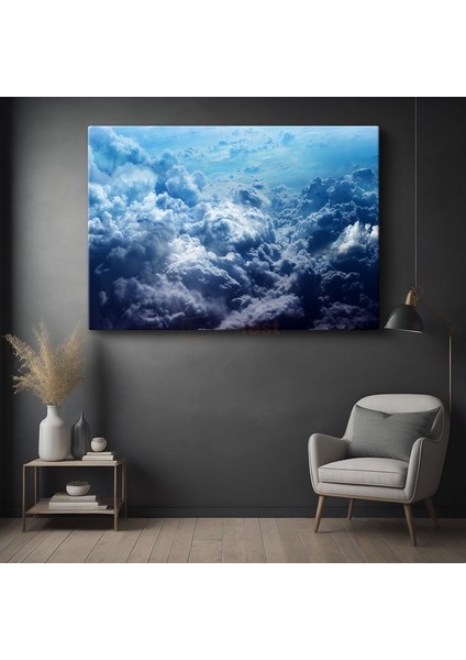 Bulut Denizi - Gökyüzünün Masmavi Derinliklerinde Yüzen Pamuk Şekerleri Kanvas Tablo