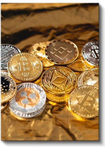 Kripto Paralar - Bitcoin ve Altcoin Koleksiyonu Kanvas Tablo fiyatları