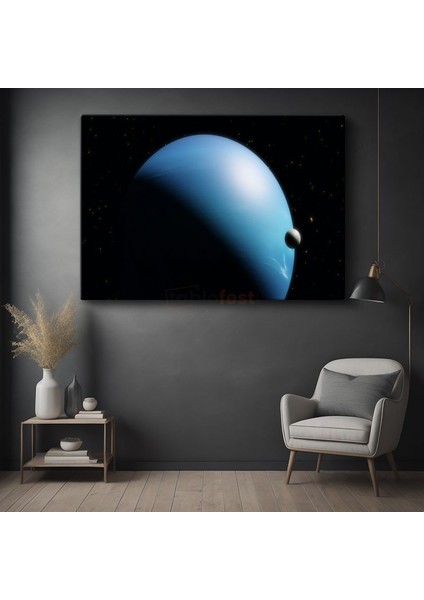 Mavi Gezegen - Karanlık Uzayda Parlayan Dünya Dışı Manzara Kanvas Tablo
