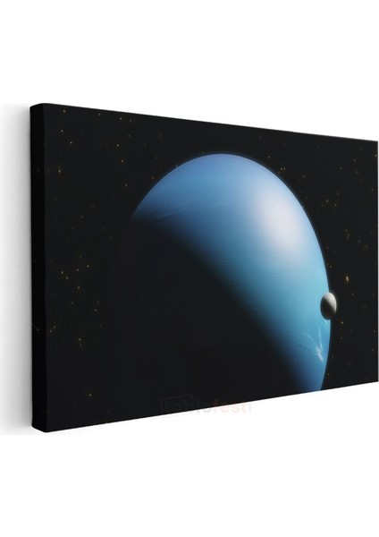 Mavi Gezegen - Karanlık Uzayda Parlayan Dünya Dışı Manzara Kanvas Tablo modelleri