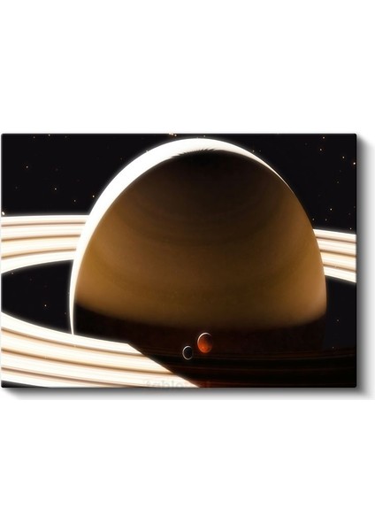Satürn Gezegeni - Muhteşem Halkaları ve Uyduları ile Uzay Manzarası Kanvas Tablo fiyatları