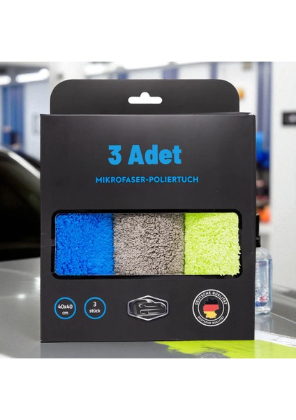 Mikrofiber Oto Temizlik Bezi Lazer Kesim Cila Wax 40X40 cm Parlatır Çizmez Leke Yapmaz 3 Adet