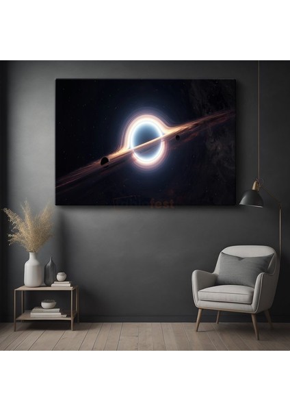 Kara Delik - Uzayın Derinliklerinde Işık Halkası Kanvas Tablo