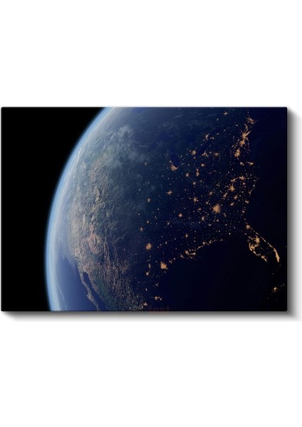 Dünya - Gece Işıklarıyla Parlayan Gezegen Kanvas Tablo fiyatları