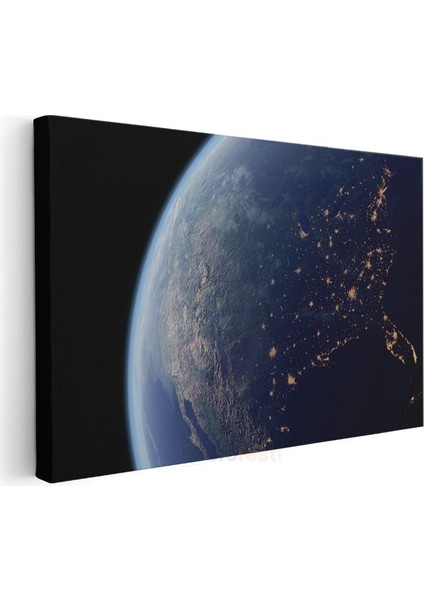 Dünya - Gece Işıklarıyla Parlayan Gezegen Kanvas Tablo modelleri