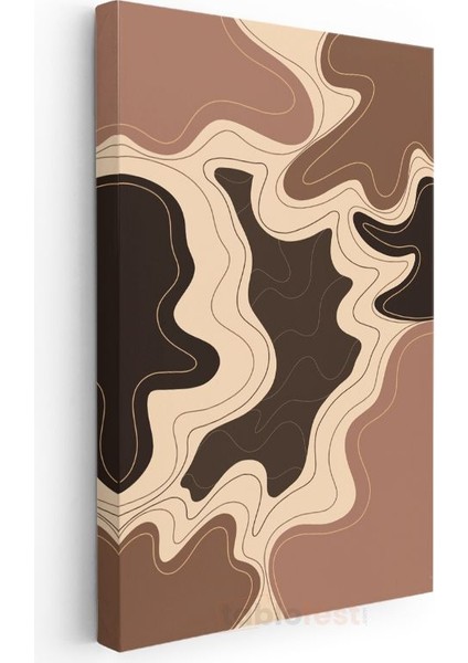 Kahve Dalgaları - Organik Çizgi Kompozisyonu Kanvas Tablo modelleri