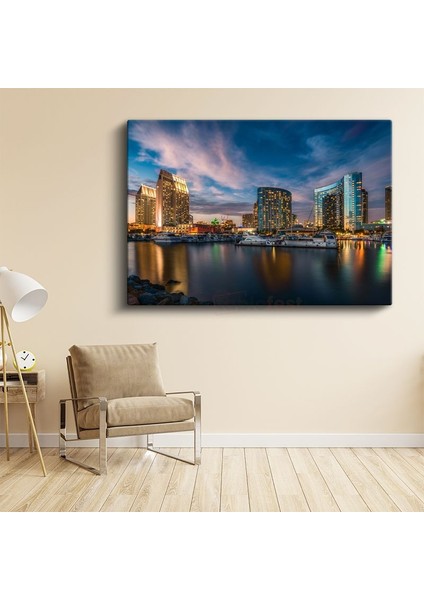 San Diego Marina - Modern Gökdelenler Kanvas Tablo