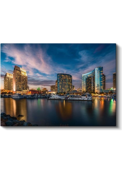 San Diego Marina - Modern Gökdelenler Kanvas Tablo fiyatları