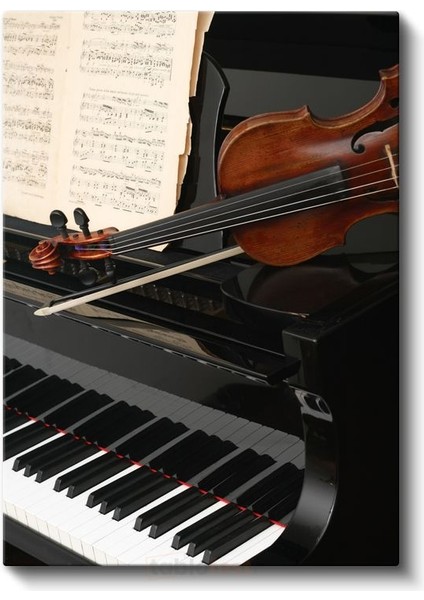 Klasik Müzik Enstrümanları - Piyano ve Keman Uyumu Kanvas Tablo fiyatları