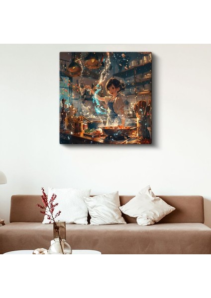 Büyülü Mutfak - Mavi Işıklı Anime Kanvas Tablo