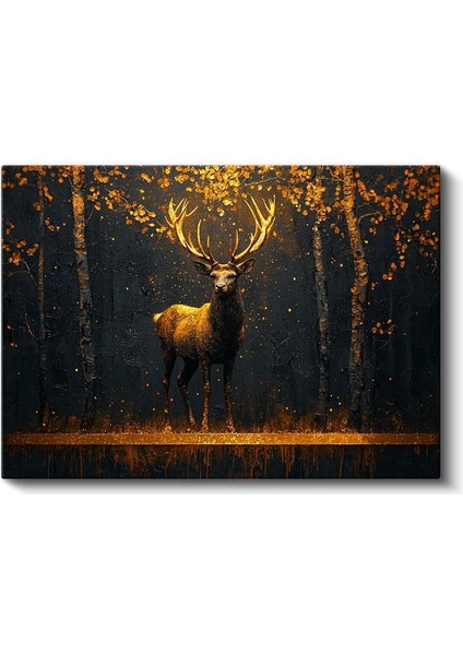 Orman Geyiği - Altın Işıklı Heybetli Duruş Kanvas Tablo fiyatları