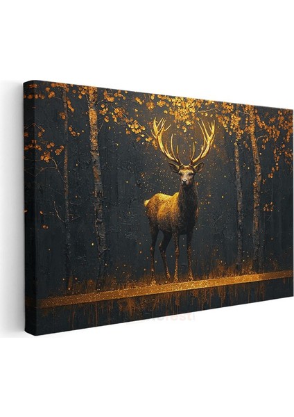 Orman Geyiği - Altın Işıklı Heybetli Duruş Kanvas Tablo modelleri
