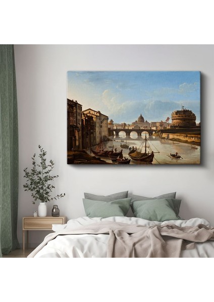 Giovanni Antonio Canal (Canaletto) - Roma Tiber Nehri Manzarası Kanvas Tablo