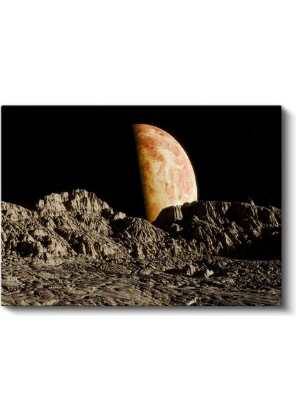 Ay Manzarası - Ufukta Yükselen Gezegen Kanvas Tablo fiyatları
