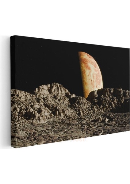 Ay Manzarası - Ufukta Yükselen Gezegen Kanvas Tablo modelleri