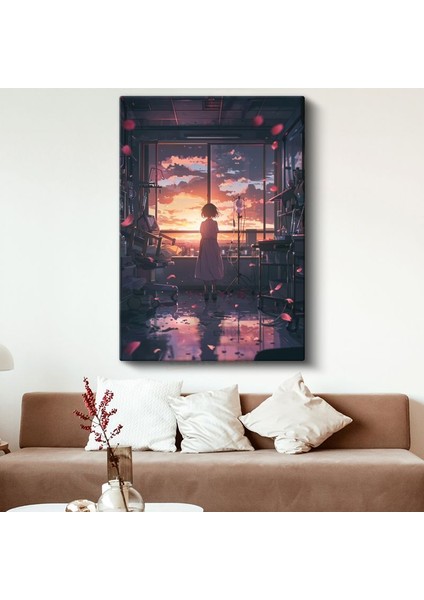 Kar Yağışında Istasyon - Nostaljik Anime Kanvas Tablo