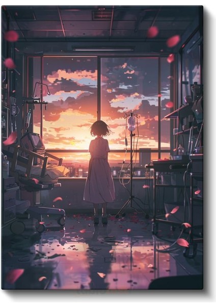 Kar Yağışında Istasyon - Nostaljik Anime Kanvas Tablo fiyatları