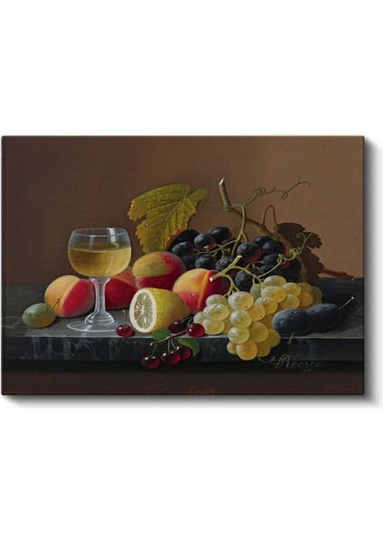 Severin Roesen - Şarap Kadehi ve Meyveler Kanvas Tablo fiyatları