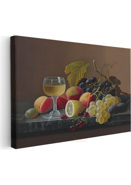 Severin Roesen - Şarap Kadehi ve Meyveler Kanvas Tablo modelleri