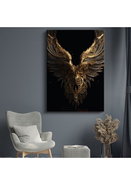 Altın Kanatlar - Karanlıkta Parlayan Ruh Kanvas Tablo
