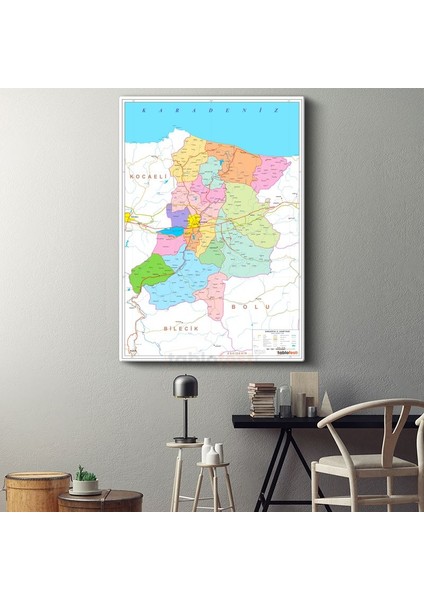 Sakarya - Il Haritası Kanvas Tablo