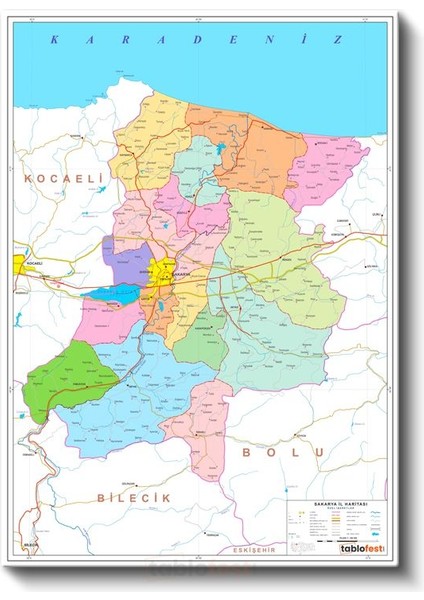 Sakarya - Il Haritası Kanvas Tablo fiyatları