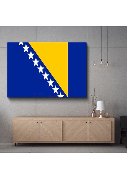 Bosna Hersek Bayrağı - Kanvas Tablo