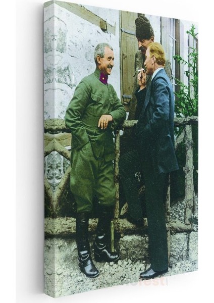 Tarihi Buluşma - Silah Arkadaşlarıyla Sohbet Kanvas Tablo modelleri