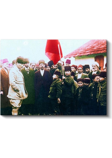 Atatürk ve Gençlik - Bayrak Töreni Kanvas Tablo fiyatları