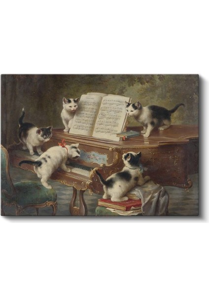 Carl Reichert - Piyano Başındaki Kediler Kanvas Tablo fiyatları