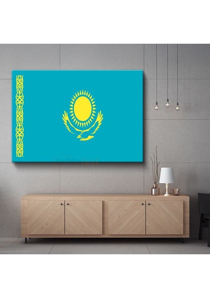 Kazakistan Bayrağı - Kanvas Tablo