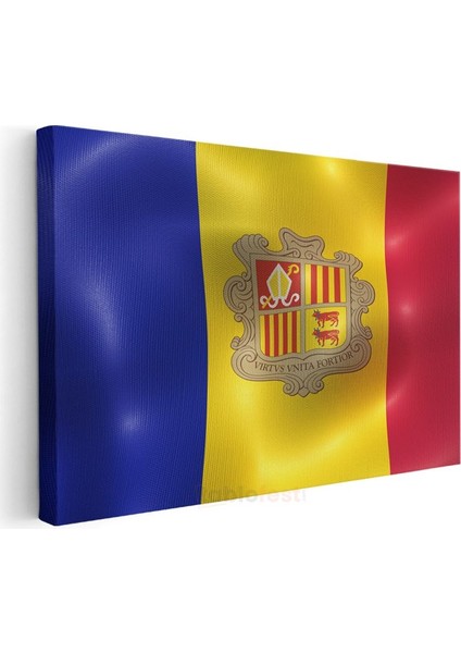 Andorra Bayrağı - Dalgalı Görünüm Kanvas Tablo modelleri