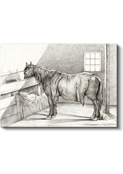 Ahır Atı - Yemlik Başında Dinlenme Anı Kanvas Tablo fiyatları