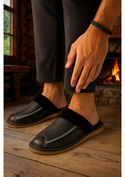 Kürklü Ev Terliği Kaymaz Ses Yapmaz Tabanlı Cilt Şık ve Konforlu Ev Içi Terlik Çeyiz Bohça