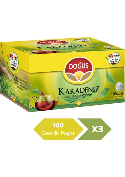 Karadeniz 3.2 gr 100’LÜ Bergamotlu Demlik Poşet Çay x 3 Adet
