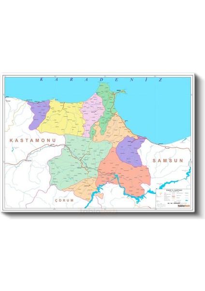 Sinop - Il Haritası Kanvas Tablo fiyatları