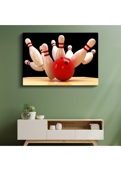 Bowling Vuruşu - Kırmızı Top Aksiyon Kanvas Tablo
