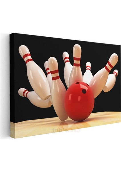 Bowling Vuruşu - Kırmızı Top Aksiyon Kanvas Tablo modelleri