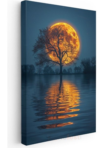Ateş Dolunay - Göl Üzerinde Dans Eden Yansıma Kanvas Tablo modelleri