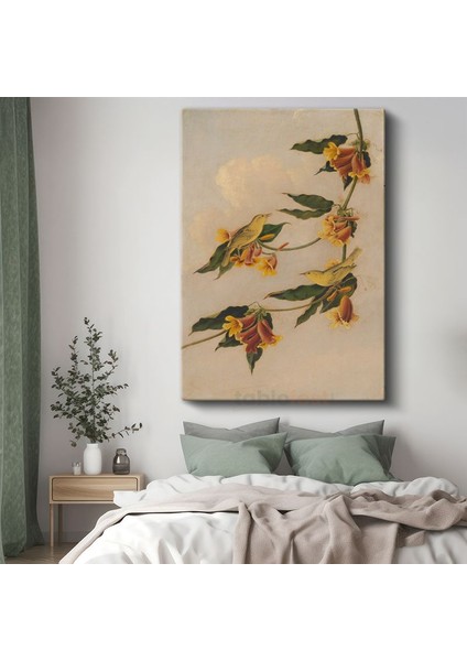 Martin Johnson Heade - Sarı Çiçekler ve Kuşlar Kanvas Tablo