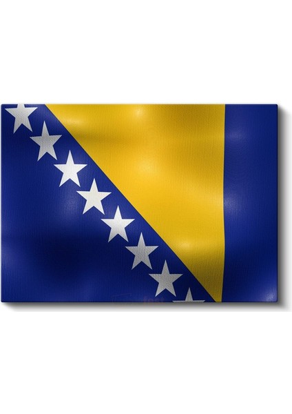 Bosna Hersek Bayrağı - Dalgalı Görünüm Kanvas Tablo fiyatları