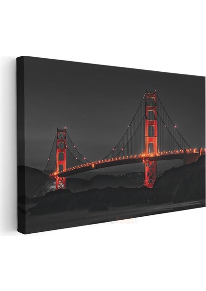 Golden Gate - Kırmızı Silüet Kanvas Tablo modelleri