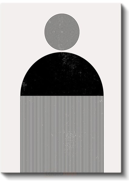 Geometrik Simetri - Siyah Beyaz Spiral Desen Kanvas Tablo fiyatları