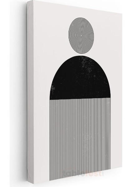 Geometrik Simetri - Siyah Beyaz Spiral Desen Kanvas Tablo modelleri