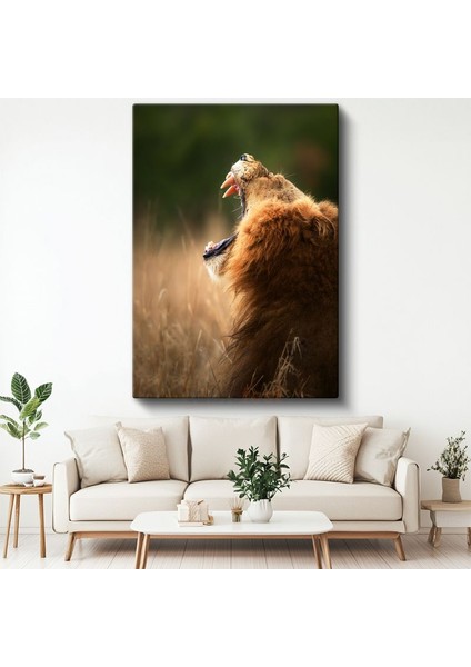 Kükreyen Aslan - Vahşi Haykırış Kanvas Tablo